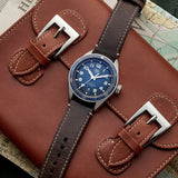 Tag Heuer Autavia Calibre 5 42mm Automatic Blue Dial Brown Leather Strap Watch for Men - WBE5116.FC8266