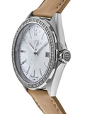 Tag Heuer Formula 1 Quartz 35mm Diamond Mother of Pearl Dial Beige Leather Strap Watch for Women - WBJ131A.FC8254